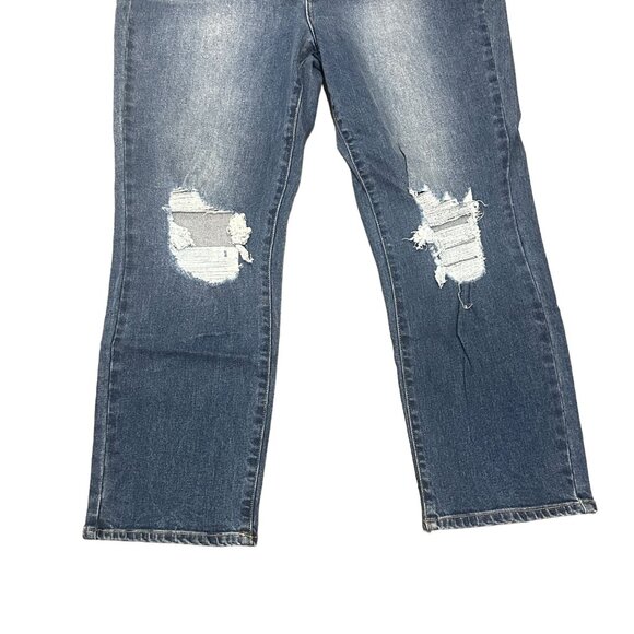 NWT tgla Womens Plus Size 2X Blue Jeans Button Fly Straight Leg Ankle High Rise - Picture 6 of 16